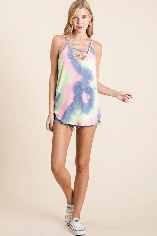 BiBi Tie Dye Terry Camisole with Caged Neck for Summer - Love Salve